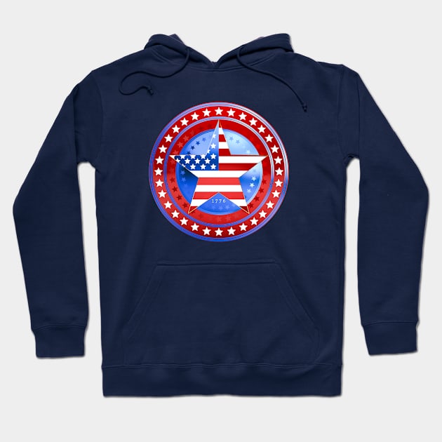 USA Shield with Star Red Hoodie by Yiorgos Designs